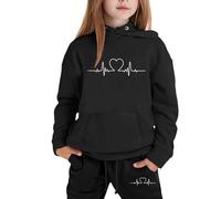Girls Tracksuit Set Choose Happy Kids Long Sleeve Hoodie Sweatshirt and Trousers Outfits Sets for Trendy Spring Winter Comfy School Casual Jogging Athletic Age 3-14 Years #0830