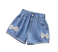 Girls Tracksuit Set Plus Size Summer Denim Shorts for Girls with Embroidery Butterfly and Flowers - Fashion Casual Lingerie Cher, Black, 11-12 Years