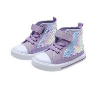 Girls Trainers High Top Sequin Decorated Fashion Sneakers Buckle Strap Closure for Casual School Wear Spring Autumn Board Shoes