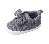 Girls Trainers Infant Girls Shoes Bowknot First Shoes Toddler Soft Bottom Breathable(Grey,5 Toddler)