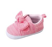 Girls Trainers Infant Girls Shoes Bowknot First Shoes Toddler Soft Bottom Breathable(Red,4 Infant)