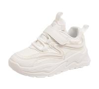 Girls Trainers Sports Shoes Fashionable Pattern Lightweight Solid Color All Seasons Casual Flat Thick Bottom Comfortable Hook Loop Shoes White