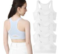 Girls Training Bras Seamless Racerback Bralette Lift Your Back Sports Underwears Shockproof Running Vest with Lightweight with Removable Padding for Teen 8-18 Years/4 Pack