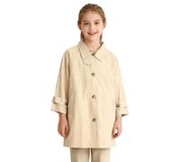Girl'S Trench Coat Lightweight Windbreaker Jacket, Plain Button Down Windproof Fall Dress Coat Outerwear Lapel Overcoat Casual Fall Warm Winter Khaki 7 Years