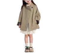 Girls' Trench Coats Lightweight Button Down School Jackets, Kids Vintage Single-Breasted Windbreaker Jackets Peacoats Fall Winter Overcoat Warm Outfit Khaki 9 Years