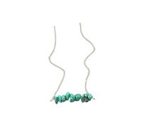 Girls Trendy Non Tarnish Necklace For Women Tiny Dainty Pearl Necklace Small December Birthstone Choker For Women Turquoise Custom (Silver, 3cm)