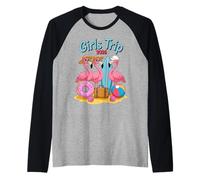 Girls Trip 2026 Flamingo Beach Vacation Fun Summer Surfboard Raglan Baseball Tee
