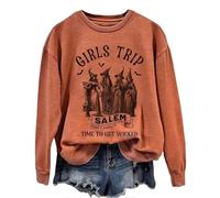 Girls Trip Salem Sweatshirt for Women Witches Vintage Salem Witch Shirts Time To Get Wicked Pullover, Orange1, M