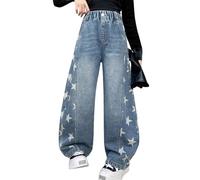 Girls Trousers School Trainers Black Boys Brown White Stylish Loose Fit Denim Pants for Featuring Unique Side and Elastic Cuff Design