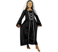 Girls Tudor Queen Costume - Small - Black Medieval Princess Dress Fancy Dress Outfit for Girls - Maid Marion Shakespeare Great Fire of London
