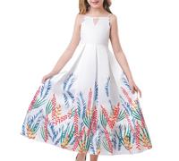 Girls’ Tulle Dresses Flower Lace Pageant Party Wedding Formal Dance Evening Gowns Girl Flower Lace Princess Tulle Long Dress for Kids Prom Formal Pageant Dance Gown #H-White 9-10 Years