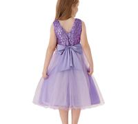 Girls Tulle Shiny Sequin A-Line Sleeveless Casual Dress Teen Girls Sparkly Party Dresses Purple 5-6 Years