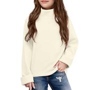 Girls Turtleneck Shirt Solid Color Long Sleeved Fall Winter Clothes Basic Tee Tops for Kids Casual Layered T Shirt Soft Cotton Loose fit Outfit (Beige, 6-12 Months)