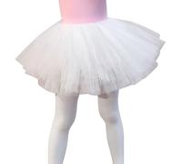 Girls Tutu Dresses Multi Mesh Ballet Skirt Kids Cute Tulle Skirts Elastic Waist Puffy Solid Color Dance Outfits Performance (4-White, 8-12 Years)