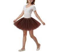 Girls Tutu Skirt 3 Layer Ballet Princess Skirt for Kids Toddlers Soft Dress Up Tulle Petticoat Underskirt for Daily Wear Dance Birthday Party Halloween Cosplay Costume (UK, Age, One Size, Coffee)