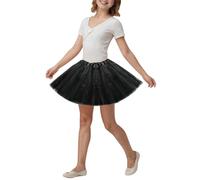 Girls Tutu Skirt 3 Layer Ballet Princess Skirt for Kids Toddlers Soft Dress Up Tulle Petticoat Underskirt for Daily Wear Dance Birthday Party Halloween Cosplay Costume (UK, Age, One Size, Black)