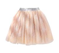 Girls Tutu Skirt Kids Soft Tulle Fabric Tiered Skirts Supportive Half Body Underskirt Pleated Multi-Layer Petticoat Carnival Solid Color Dance Costume (Rose Gold, 7-8 Years)