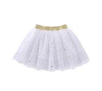 Girls Tutu Skirts Sparkle Sequin Tulle Skirts with Sequin Stars Princess Dresses Layers Ballet Dance Toddler Baby Tulle Star Costume for Girls Rave Costume Party Dance Running Cosplay1-10 Years White