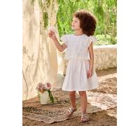 Girl's two-fabric skater dress white