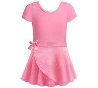 Girls Two Piece Ballet Dance Dress with Heart Design for Gymnastics Practice and Performance Costume Short Sleeve Outfit Dresses Princess Age 3-4 Winter