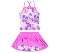 Girls Two Piece Tankini Swimsuit with Adjustable Strap 3-13 Years, Batik, 5-6 Years