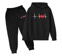 Girls Two Piece Tracksuit Set Cozy Winter Outfit with Hooded Sweatshirt and Joggers for Fall Valentine's Day Jumper Age 14 3 Year Old Girl Clothes Teenage My First Birthday Valentines