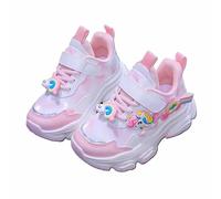 Girls Unicorn Sneakers Raised Sole Rainbow Design, Pink, 28 EU
