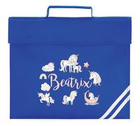 Girls Unicorns Custom Book Bag Personalised Name Back to School Reading Folder for Primary Kids Reception Infants, One Size, Bright Royal
