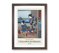 Girls Upon The Veranda By Utagawa Kunisada Exhibition Museum Asian Japanese Framed Print | A4 Walnut Framed Wall Art | Ready to Hang | Asian Nature Picture | Living Room Bedroom Lounge Office