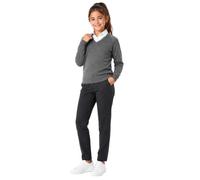 Girls V Neck Knitted School Unisex Kids Long Sleeve Uniform Sweater Soft Knit Pullover with Ribbed Cuffs Durable Schoolwear for Boys Primary & Secondary UK Sizes 2-49 Grey