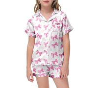 Girls Valentine's Day Printed Outfit Set Short Sleeve Button Down Top with Matching Shorts for Home Wear Valentine Outfit Baby Boy Love Heart My 1st Valentines Girl Jumper