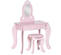 Girls Vanity Table & Stool Childrens Dressing Set Make Up Desk with Mirror