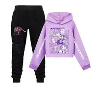 Girls' Vintage Hoodie Tracksuit Set 2 Pieces Trousers and Top Hoodies k-pop d-Demon h-Hunters Sportswear,Purple,120cm