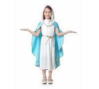 Girls Virgin Mary Costume 3Pcs Blue & White Mary and Joseph Costume Kids Christmas Outfit for Nativity Play Pantomime Christmas New Year Holiday Celebrations World Book Day (Large, 7-8 Year)