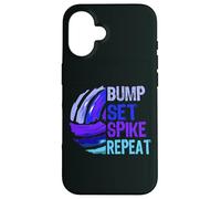 Girls Volleyball Bump Set Spike Repeat Blue/Purple Case for iPhone 16