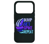 Girls Volleyball Bump Set Spike Repeat Blue/Purple Case for iPhone 17 Pro