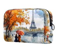 Girls Walking Along The Seine Cosmetic Bag for Women, Travel Toiletries Bags Large Makeup Handy Pouch Organiser Bag with Zipper