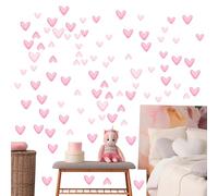 Girls Wall Stickers for Bedroom, 80pcs Pink Heart Shape Wall Stickers Odourless Cute Kids Living Room Baby Nursery Decor Stickers 8 Sheets