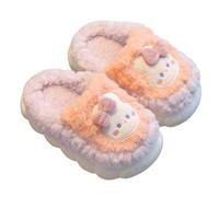 Girls Warm Plush House Slippers Kids Cute Bunny Non Slip Slippers Baby Winter Indoor Outdoor Platform Fuzzy Sliders Cloud Sole Furry Home Shoes (WR1, 1.5 Big Kids)