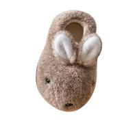 Girls Warm Plush Slippers Kids Cute Bunny House Slippers Winter Indoor Non Slip Fuzzy Home Shoes Soft Comfort Platform Furry 3D Animal Sliders (Coffee, 13.5 Big Kids)
