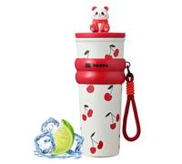 Girls Water Bottle, Cute Cartoon Design, Multifunctional Vacuum Flask, Leakproof Lid, Sturdy Insulated Body, Ideal for Kids Women Teachers Offices Travel Beach Car Parties, 3.5x3.5x10.4in