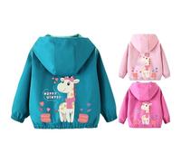 Girls Waterproof Jacket Cute Animals Print Windproof Windbreaker Kids Lightweight Hooded Jackets Baby Long Sleeve Zip Up Casual Raincoat (Green-2, 18-24 Months)