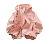Girls Waterproof Jacket Full Zip Windbreaker Softshell With Hood Lightweight Breathable Raincoat Windproof Rain Jackets Wet Weather Travel School Multiple Occasions Age 12-13 Years Pink