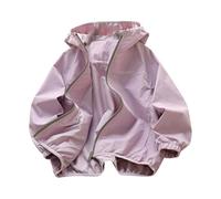 Girls Waterproof Jacket Full Zip Windbreaker Softshell With Hood Lightweight Breathable Raincoat Windproof Rain Jackets Wet Weather Travel School Multiple Occasions Age 10-11 Years Purple