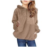 Girls Waterproof Jacket Girls Fleece Pullover Hoodies Sweatshirt Zip Up Fuzzy Teddy Fleece Jacket for Kids Oversized Clothes streetwear Casual loose fit Jackets Winter Warm Outfits Khaki 13-14 Years