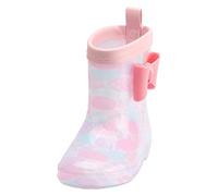 Girls Wellies Vibrant 3D Bow Prints Waterproof Anti-Slip Construction Lightweight PVC Boots for School, Park and All-Weather Activities - Easy to Wear and Maintain Hot Pink