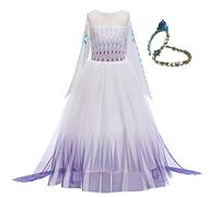 Girls White Dress Princess Costume Mesh Skirt Snow Queen Long Sleeves Outfit Fancy Up Dresses For Kids (4 years, White 1)