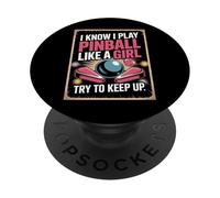 Girls Who Play Pinball Try To Keep Up Theme PopSockets Adhesive PopGrip