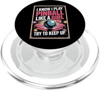 Girls Who Play Pinball Try To Keep Up Theme PopSockets PopGrip for MagSafe