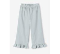 Girl's wide bermuda shorts with frills sage green